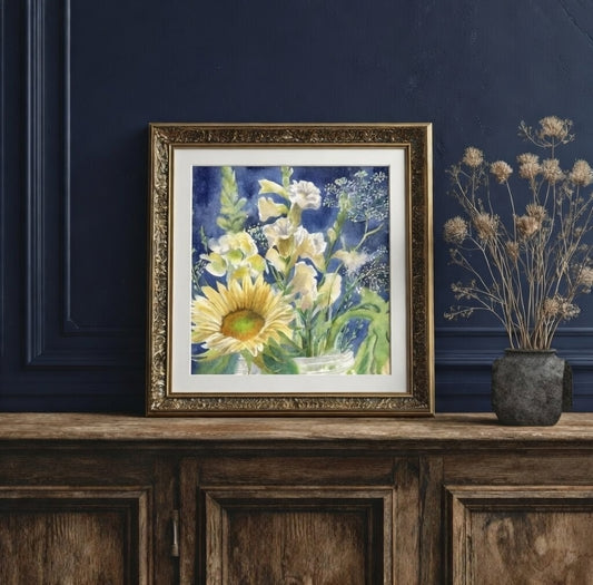 Sunflowers on Indigo