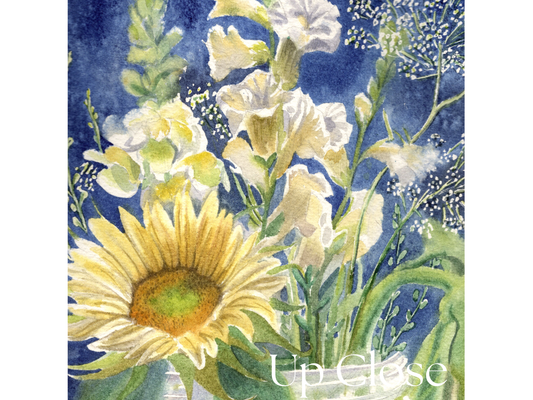 Indigo Sunflowers Print